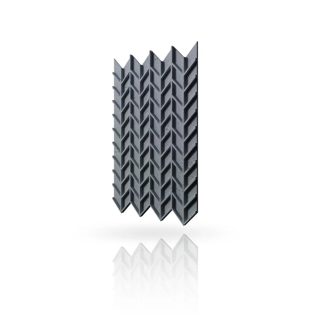 Concrete Cladding HERRINGBONE S REVERS Wall Panels Dark Grey S96 colour on white background DecorMania.eu