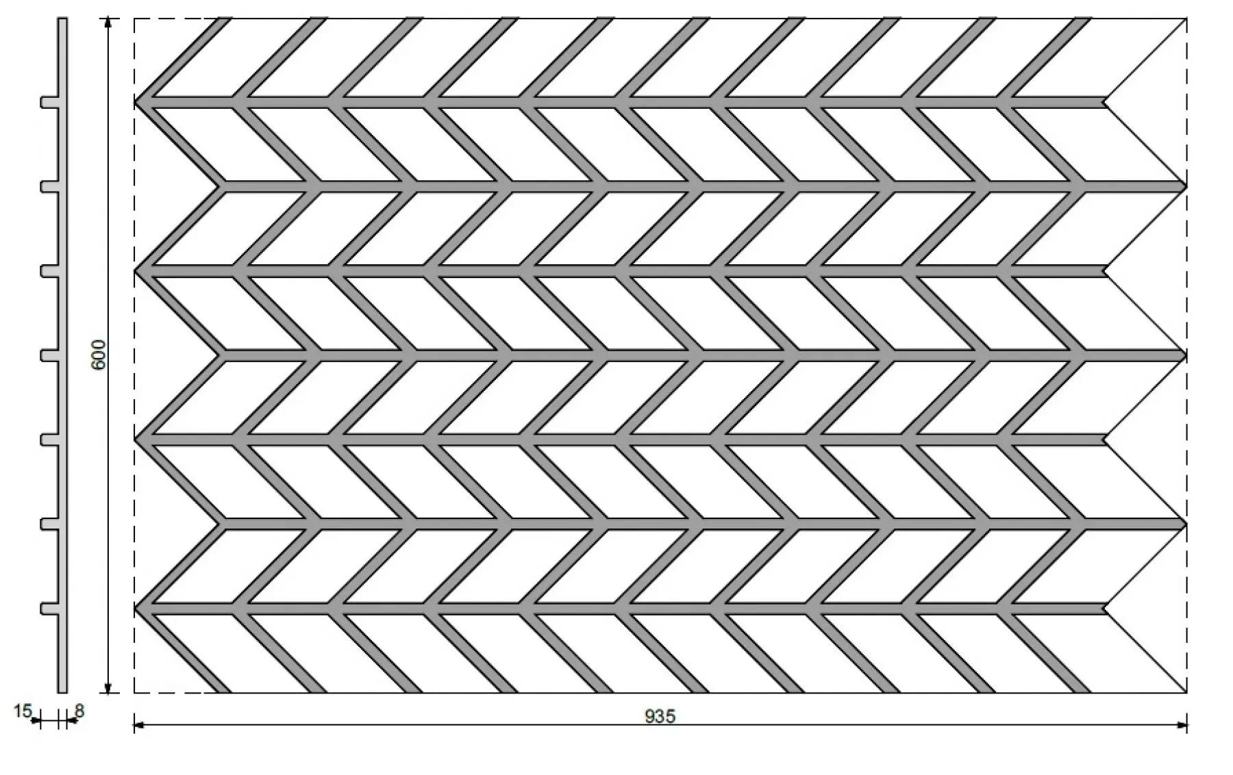 Concrete Cladding HERRINGBONE S REVERS Wall Panels dimensions DecorMania.eu