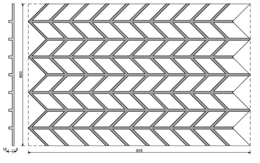 Concrete Cladding HERRINGBONE S REVERS Wall Panels dimensions DecorMania.eu