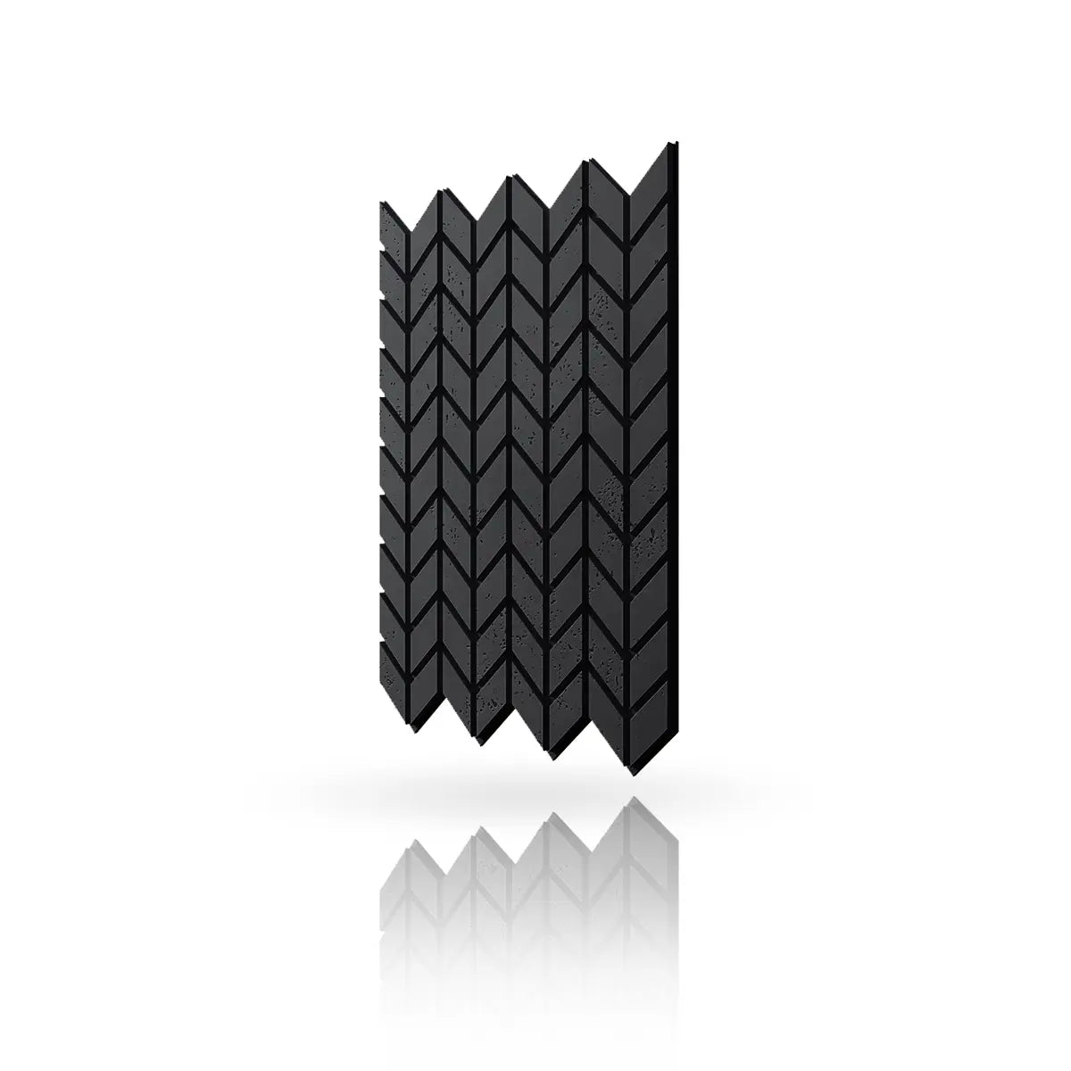 Concrete Cladding HERRINGBONE S Wall Panels Black B15 colour on white background DecorMania.eu