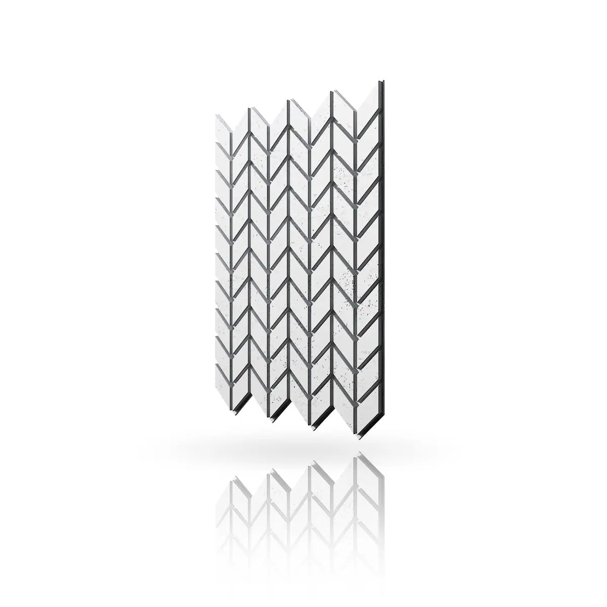 Concrete Cladding HERRINGBONE S Wall Panels White BS colour on white background DecorMania.eu