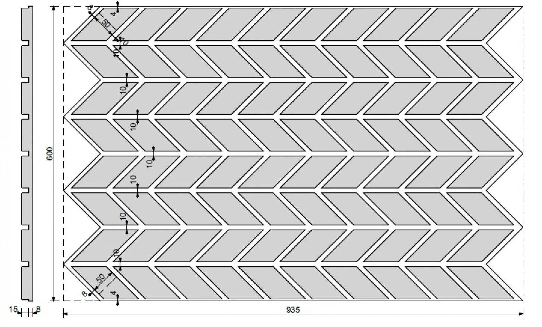 Concrete Cladding HERRINGBONE S Wall Panels dimensions DecorMania.eu
