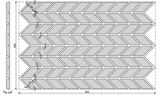 Concrete Cladding HERRINGBONE S Wall Panels dimensions DecorMania.eu