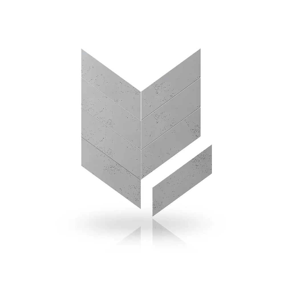 Concrete Cladding HERRINGBONE Wall Panels front viev on white background DecorMania.eu