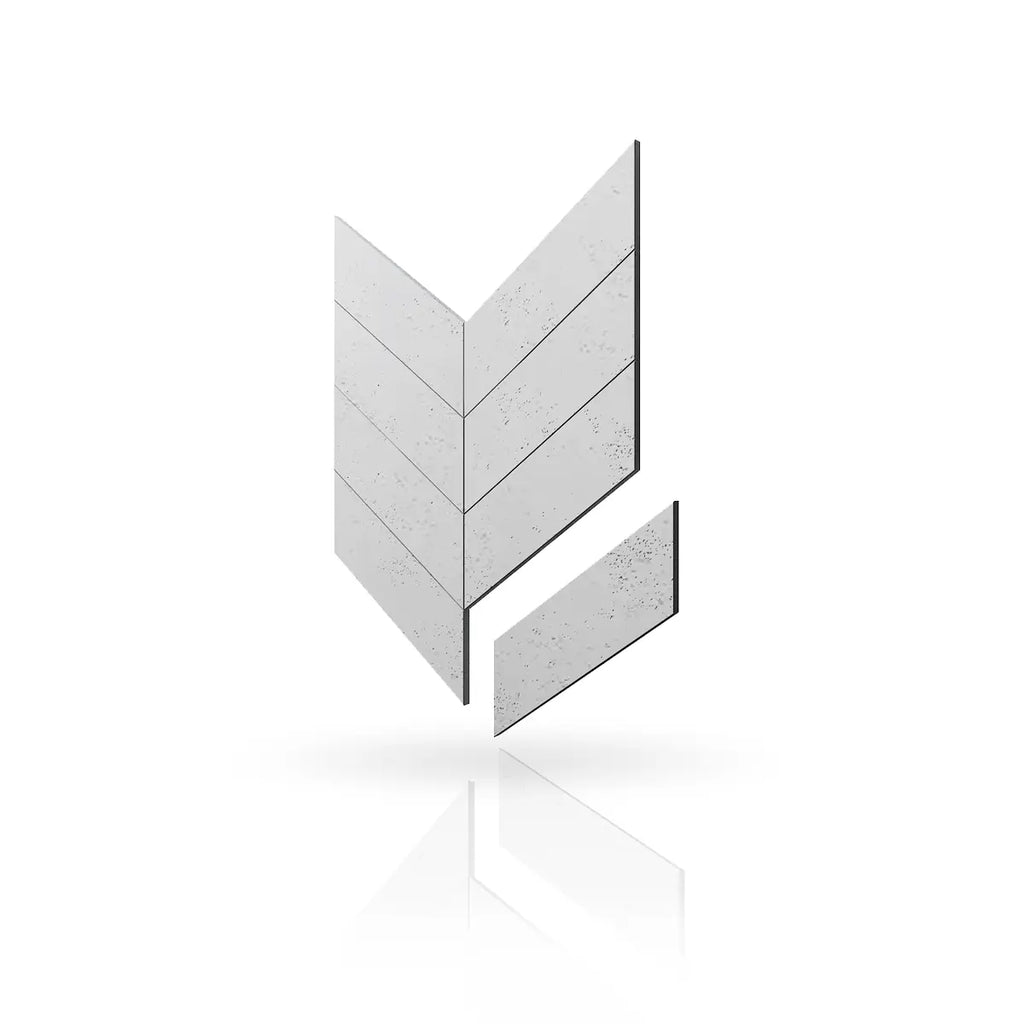 Concrete Cladding HERRINGBONE Wall Panels B1 colour on white background DecorMania.eu