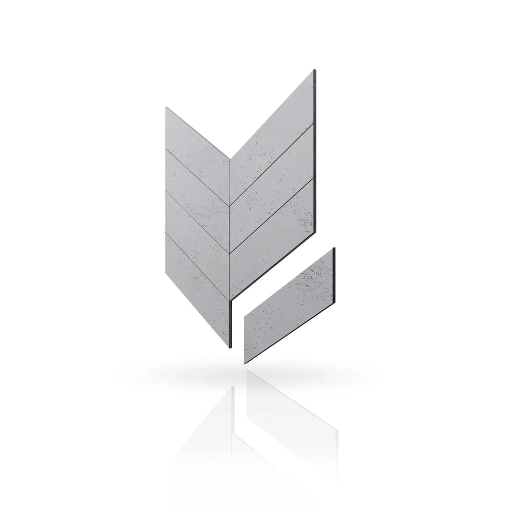 Concrete Cladding HERRINGBONE Wall Panels S95 colour on white background DecorMania.eu
