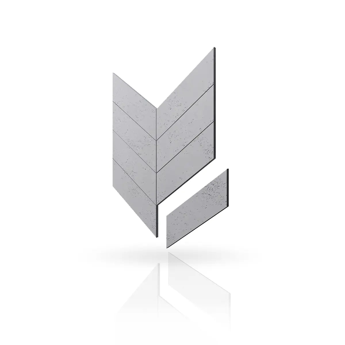 Concrete Cladding HERRINGBONE Wall Panels S95 colour on white background DecorMania.eu