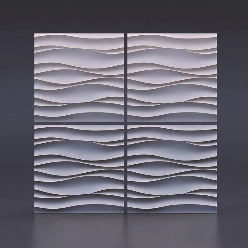 DESERT SAND Gypsum 3D Wall Panels four pieces on grey background DecorMania.eu