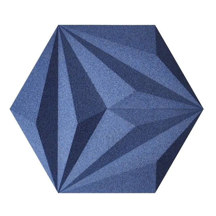 DIAMOND LINE 3D Cork Acoustic Wall Panels on white background BLUE DecorMania.eu