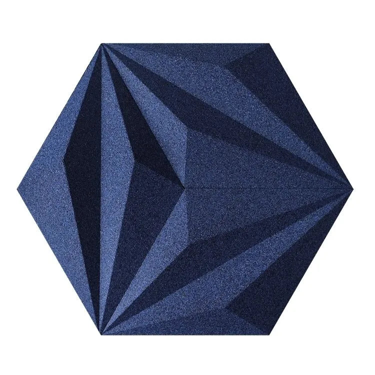 DIAMOND LINE 3D Cork Acoustic Wall Panels on white background DEEP BLUE DecorMania.eu