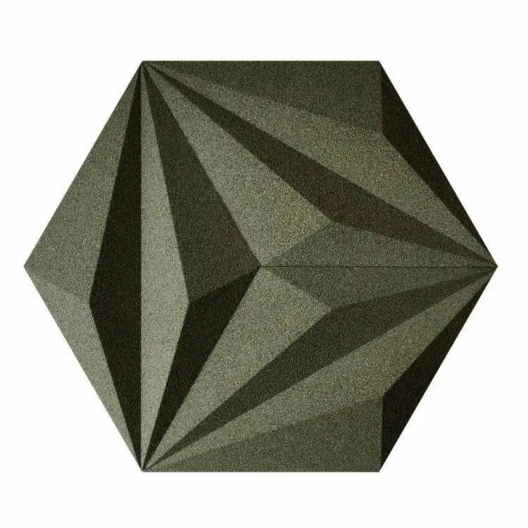 DIAMOND LINE 3D Cork Acoustic Wall Panels on white background DARK GREEN DecorMania.eu