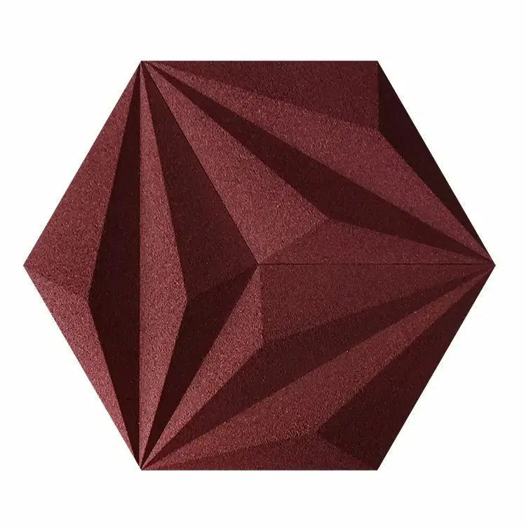 DIAMOND LINE 3D Cork Acoustic Wall Panels on white background MAROON DecorMania.eu