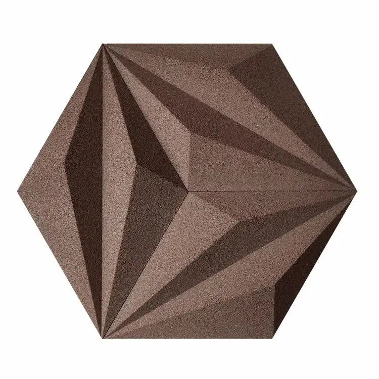 DIAMOND LINE 3D Cork Acoustic Wall Panels on white background BROWN DecorMania.eu
