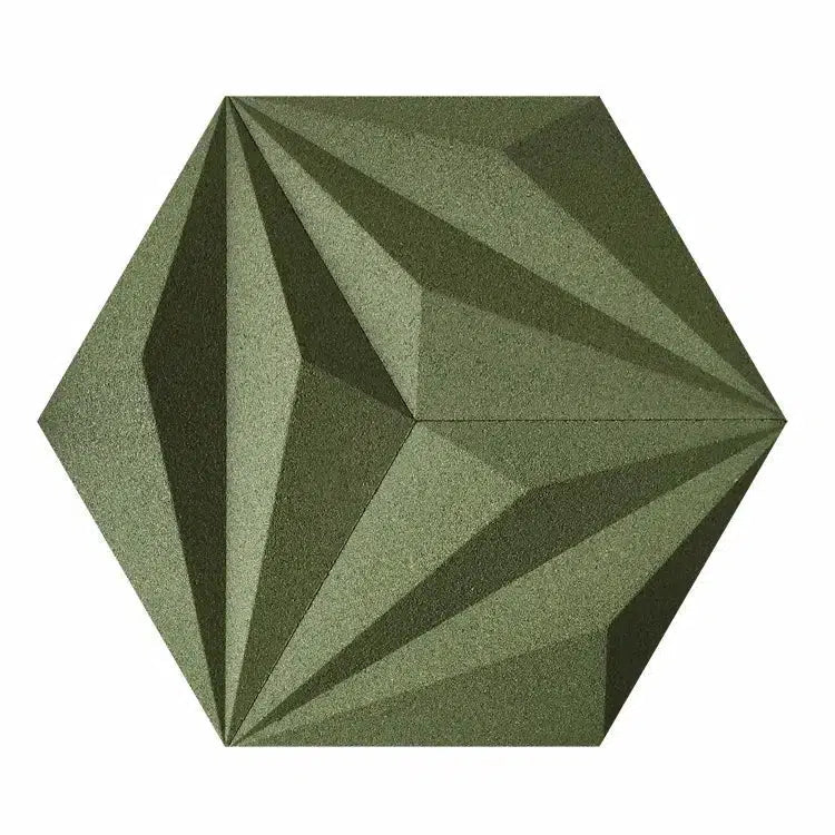 DIAMOND LINE 3D Cork Acoustic Wall Panels on white background GREEN DecorMania.eu