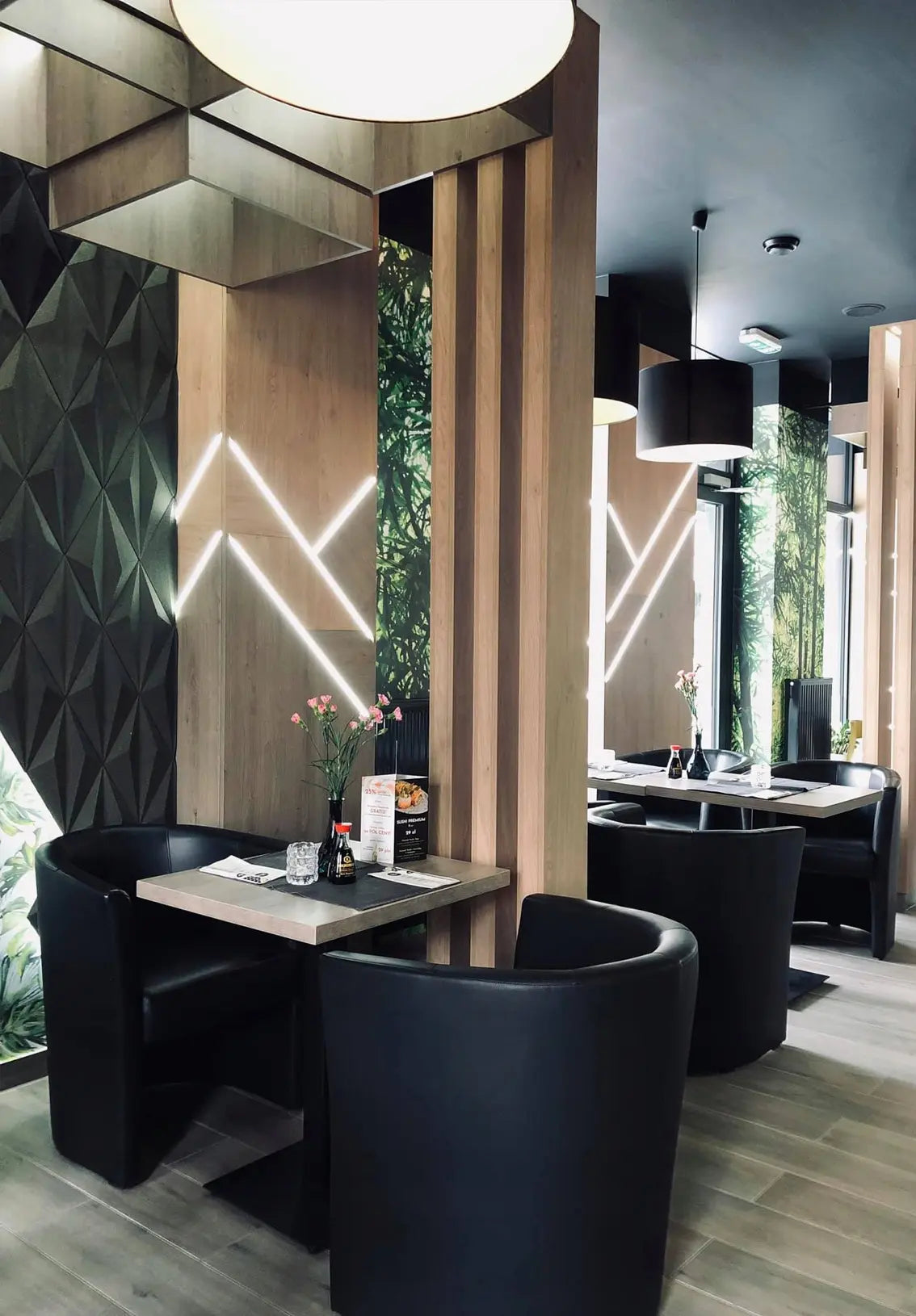 DIAMOND LINE 3D Cork Acoustic Wall Panels in restaurant interior DecorMania.eu