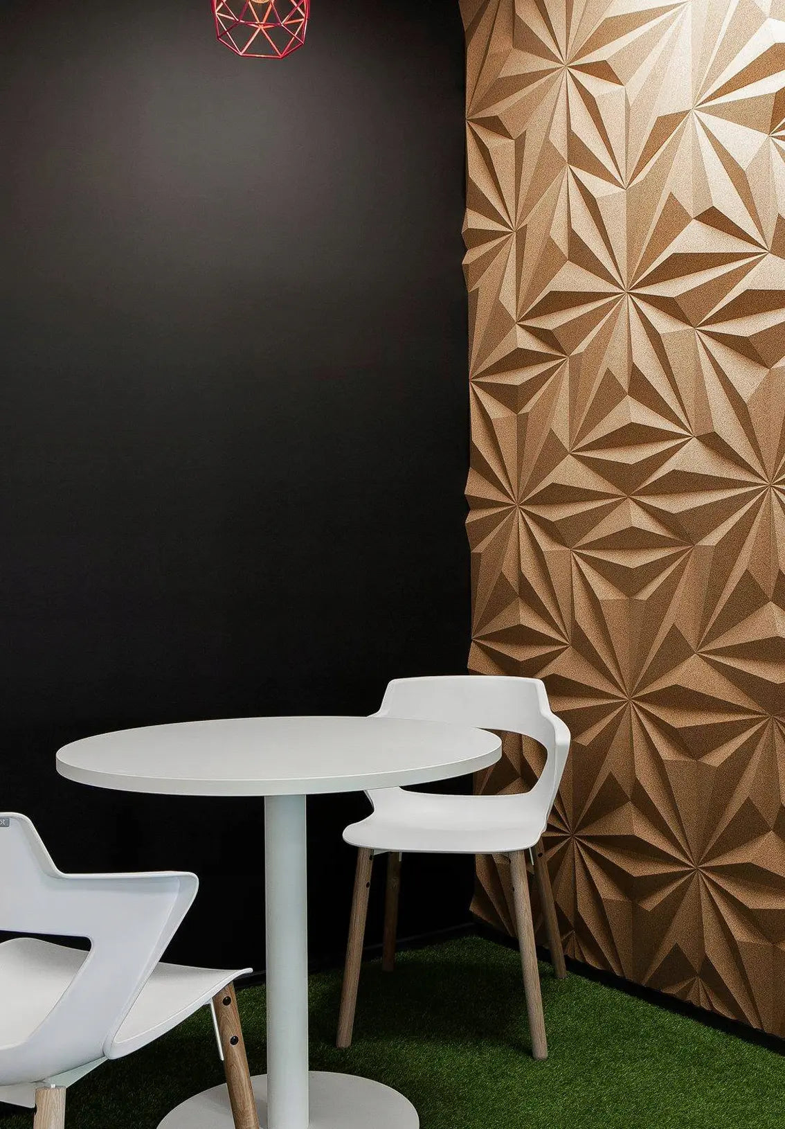 DIAMOND LINE 3D Cork Acoustic Wall Panels in dark grey interior DecorMania.eu