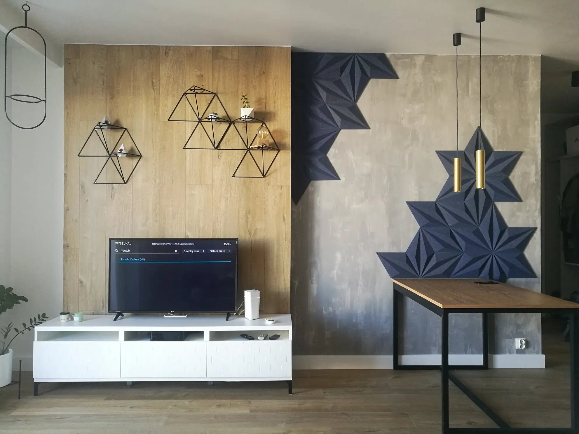 DIAMOND LINE 3D Cork Acoustic Wall Panels in living room interior DecorMania.eu