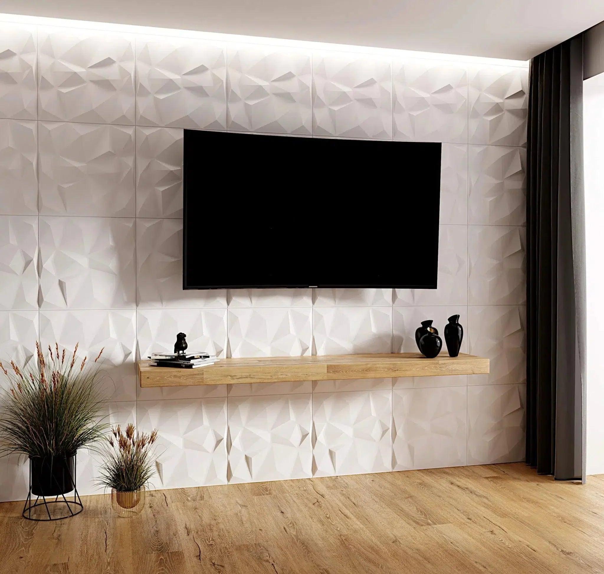 DIAMOND Polystyrene Wall Art – 3D Decorative Panels white colour accent wall DecorMania.eu