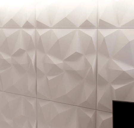 DIAMOND Polystyrene Wall Art – 3D Decorative Panels white colour textured accent wall closeup DecorMania.eu