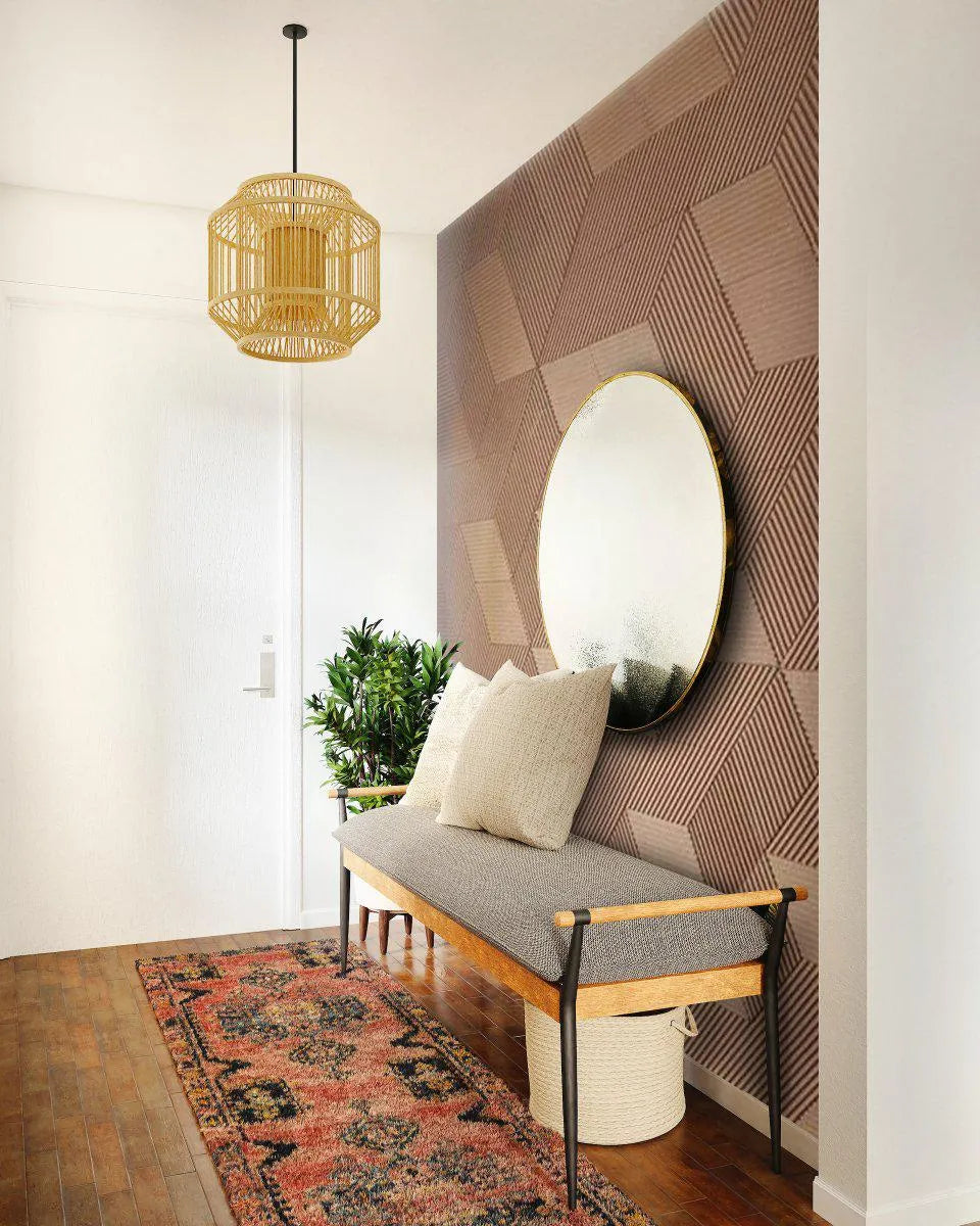 DIAMOND STRIPE 3D Cork Acoustic Wall Panels in white cozy interior DecorMania.eu