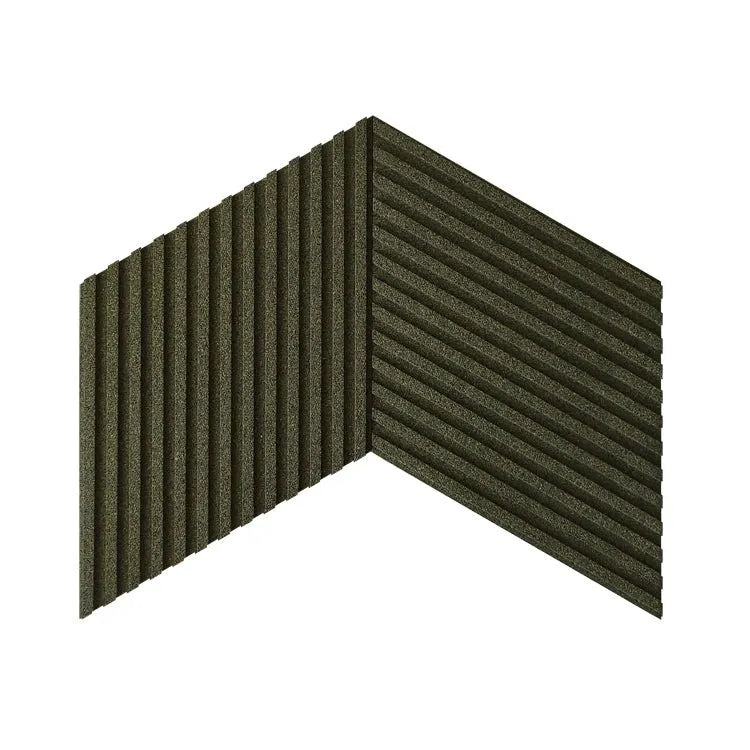 DIAMOND STRIPE 3D Cork Acoustic Wall Panels on white background DARK GREEN DecorMania.eu