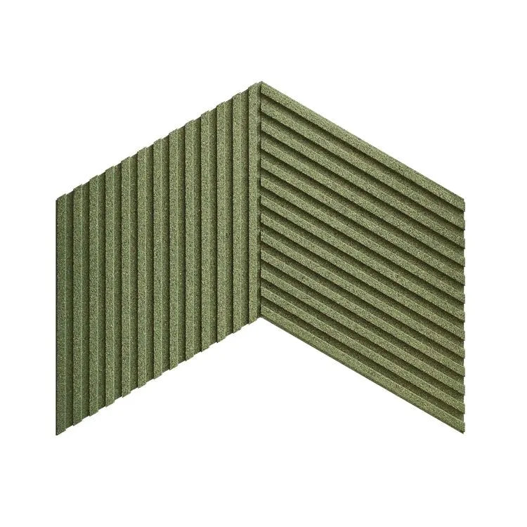 DIAMOND STRIPE 3D Cork Acoustic Wall Panels on white background GREEN DecorMania.eu