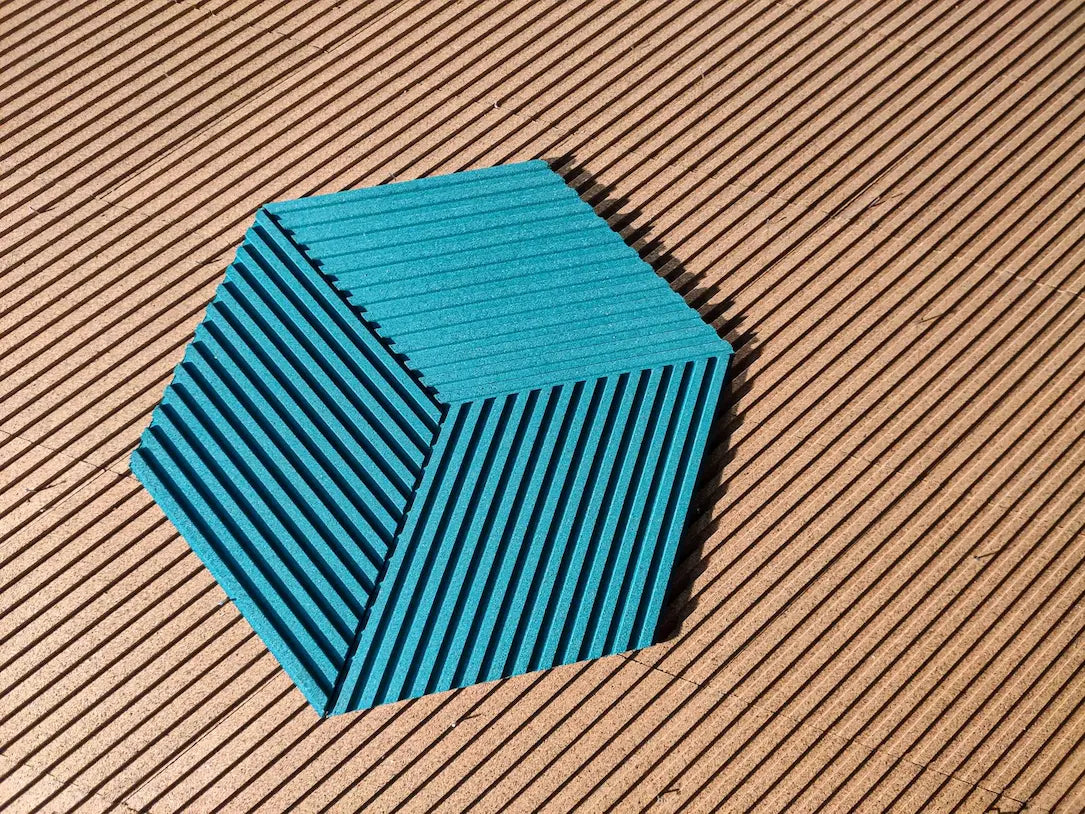 DIAMOND STRIPE 3D Cork Acoustic Wall Panels blue panel texture closeup DecorMania.eu