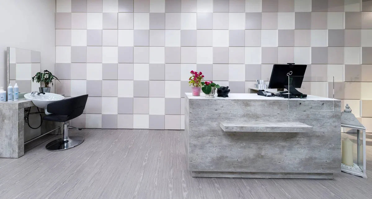 DOMINO 3D Polyurethane Wall Art Panel in grey interior DecorMania.eu