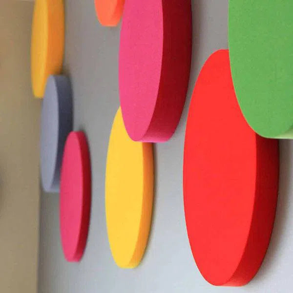 DOT L Soft Acoustic Wall Panel - 3D Wall Panels colorful composition on grey wall | DecorMania.eu