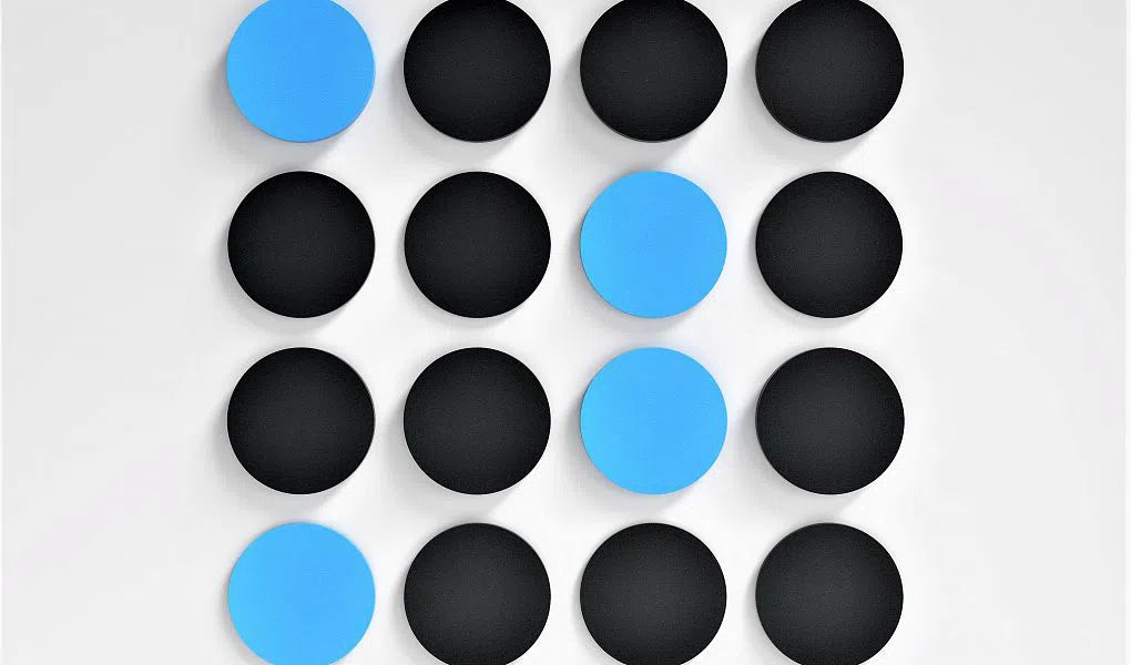 DOT L Soft Acoustic Wall Panel - 3D Wall Panels black and blue composition on white wall | DecorMania.eu