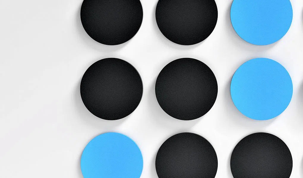 DOT L Soft Acoustic Wall Panel in black and blue colour 3D Wall Panels | DecorMania.eu