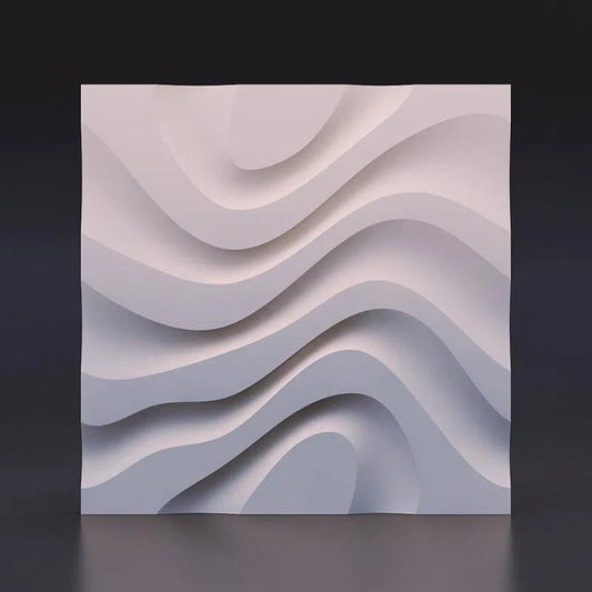 DRY STREAM Gypsum 3D Wall Panels single piece on grey colour background DecorMania.eu