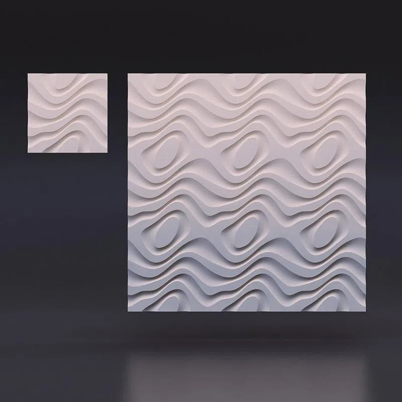 DRY STREAM Gypsum 3D Wall Panels on grey background DecorMania.eu