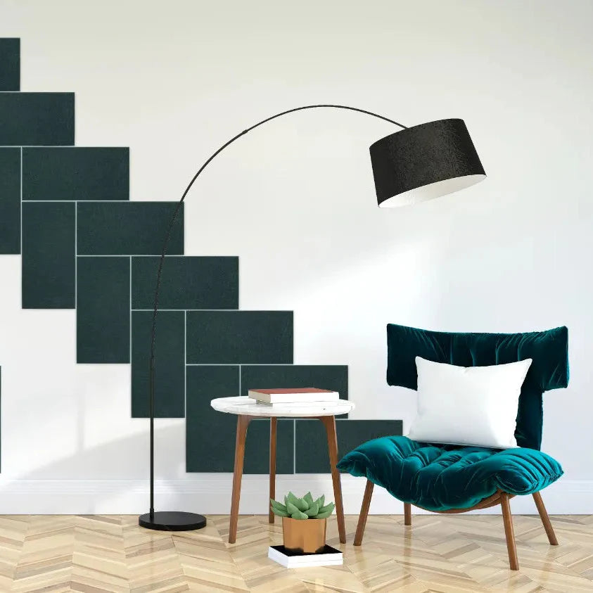 Decorative 3D PET Felt Wall Tiles - RECTANGLE 40x20 in white and teal interior Decormania.eu