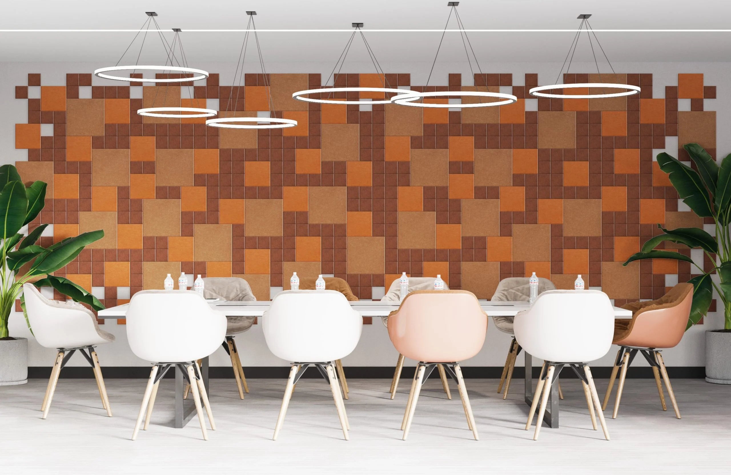 Decorative 3D PET Felt Wall Tiles - SQUARE 20x20 feature wall in dining room Decormania.eu