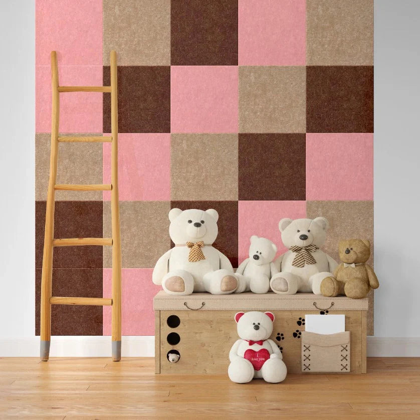 Decorative 3D PET Felt Wall Tiles - SQUARE 40x40 in childrens' room interior Decormania.eu