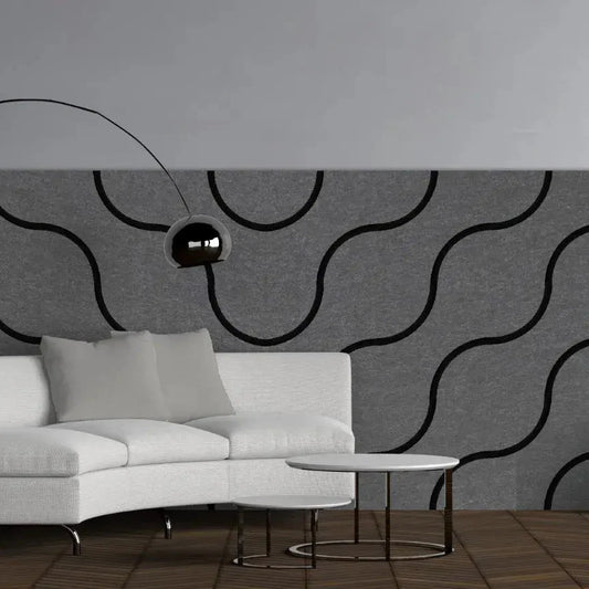Decorative 3D PET Felt Wall Tiles - SQUARE Deco 40x40 feature wall in living room interior Decormania.eu