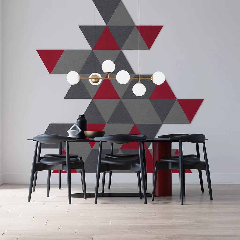 Decorative 3D PET Felt Wall Tiles - Triangle BIG on white background Decormania.eu