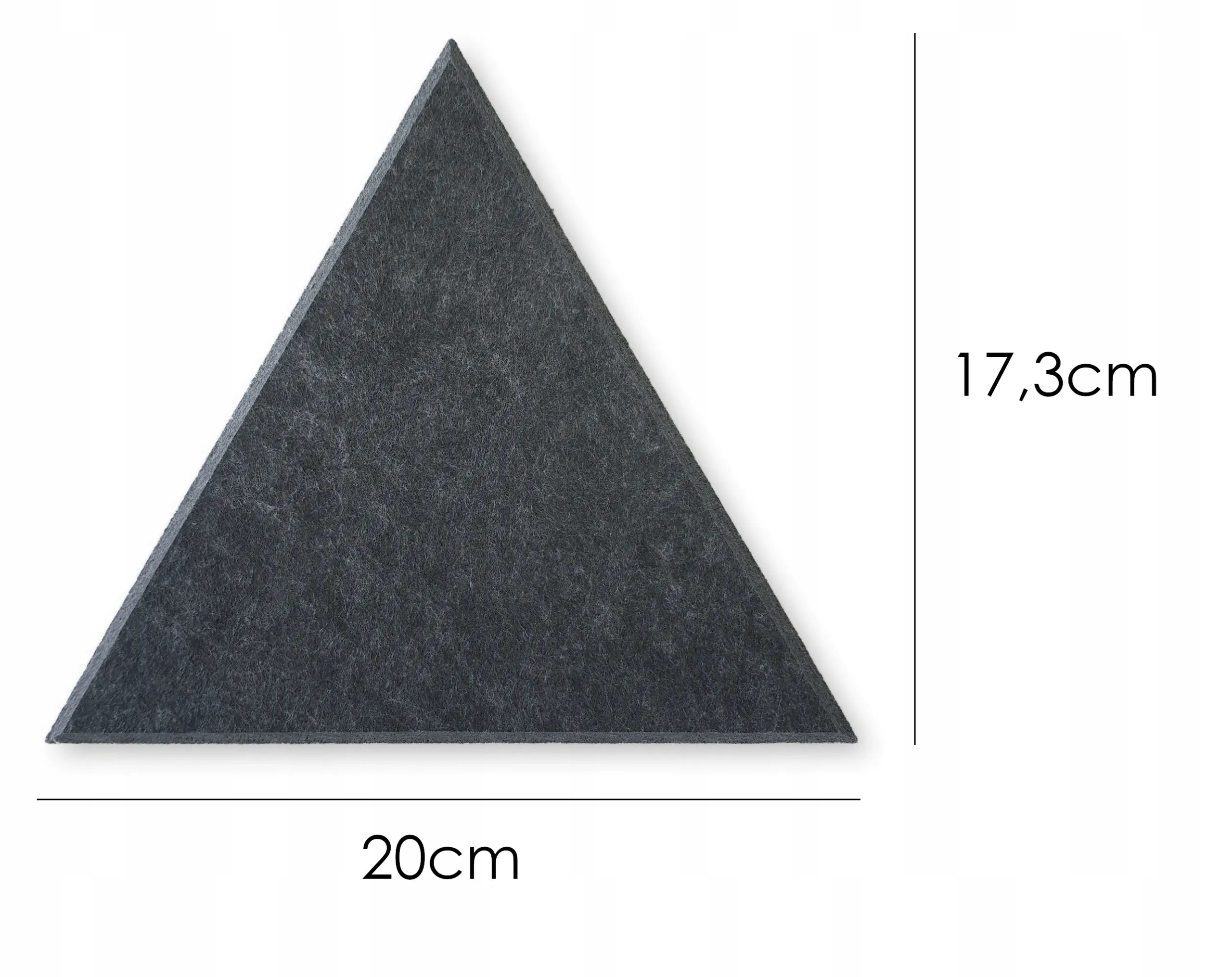 Decorative 3D PET Felt Wall Tiles - Triangle SMALL dimensions on white background Decormania.eu
