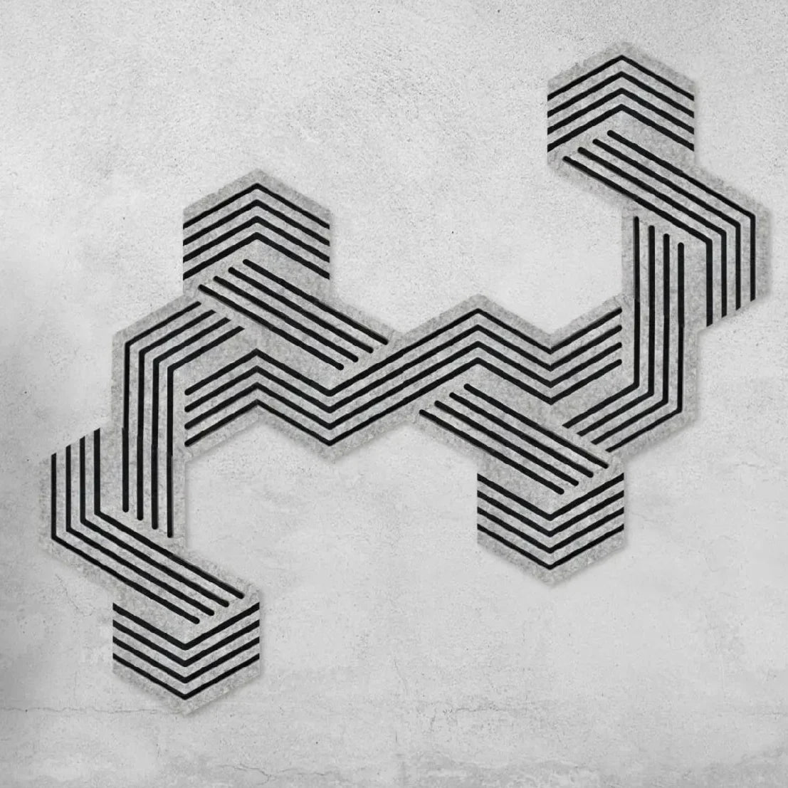 Decorative 3D Felt Wall Tiles DECO1 composition on grey wall Decormania EU