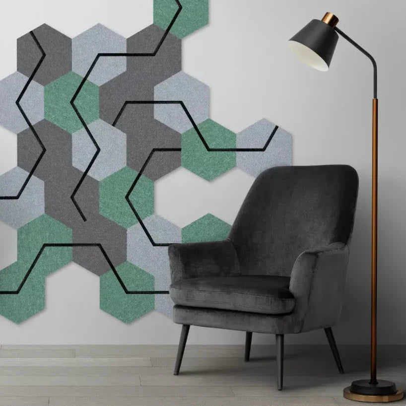 Decorative 3D Felt Wall Tiles DECO2 in white and gey colour interior Decormania EU