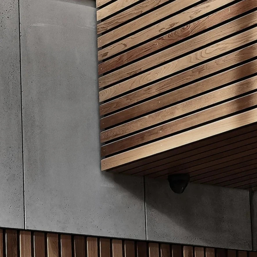 Decorative Industrial Concrete Wall Panels Exterior ANTHRACITE cement and wood combination DecorMania.eu