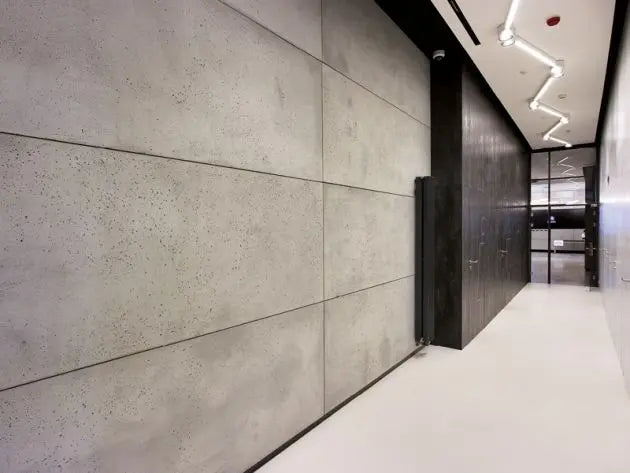 Decorative Industrial Concrete Wall Panels Exterior NEUTRAL in modern hallway interior DecorMania.eu