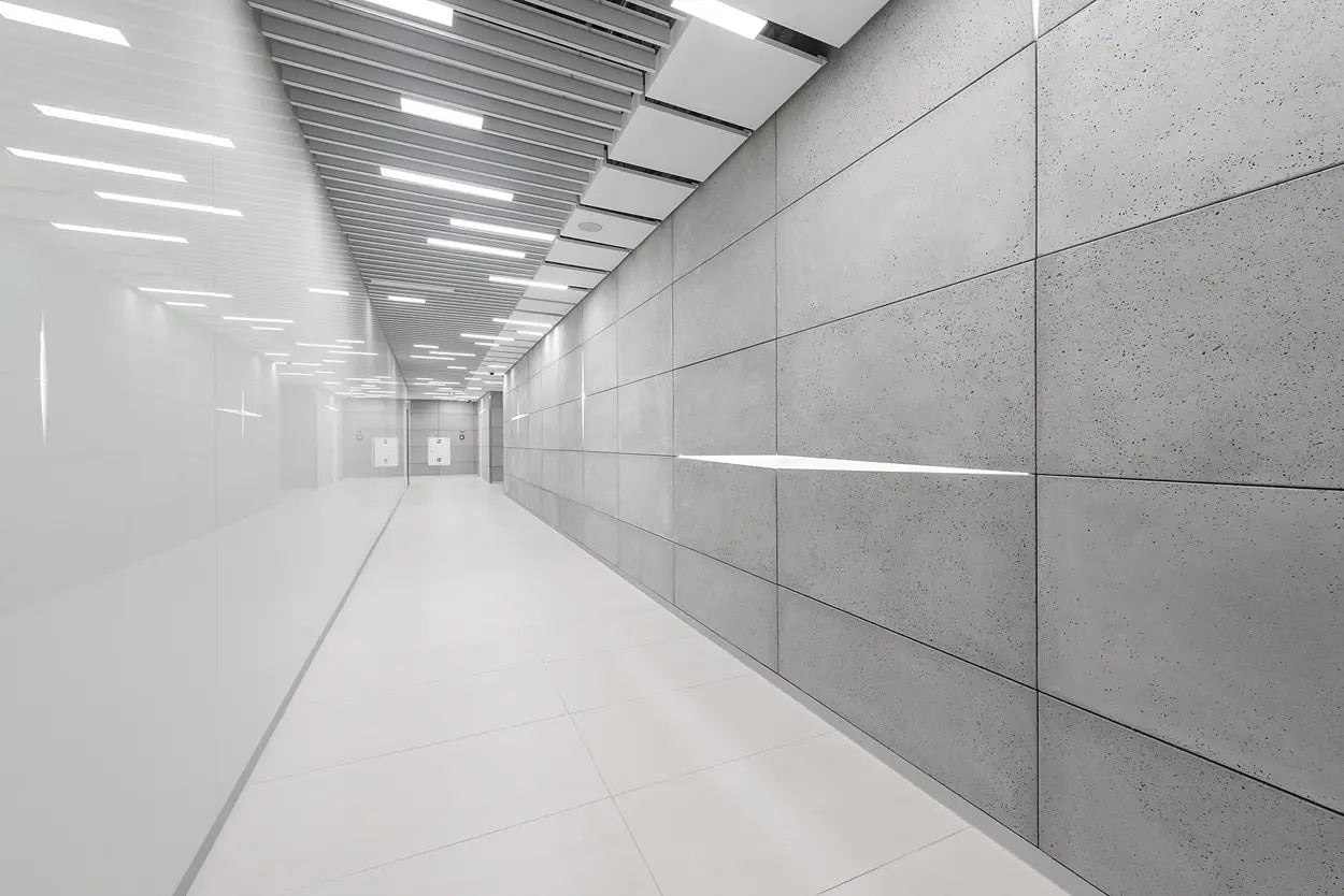 Decorative Industrial Concrete Wall Panels Exterior NEUTRAL in modern hallway DecorMania.eu