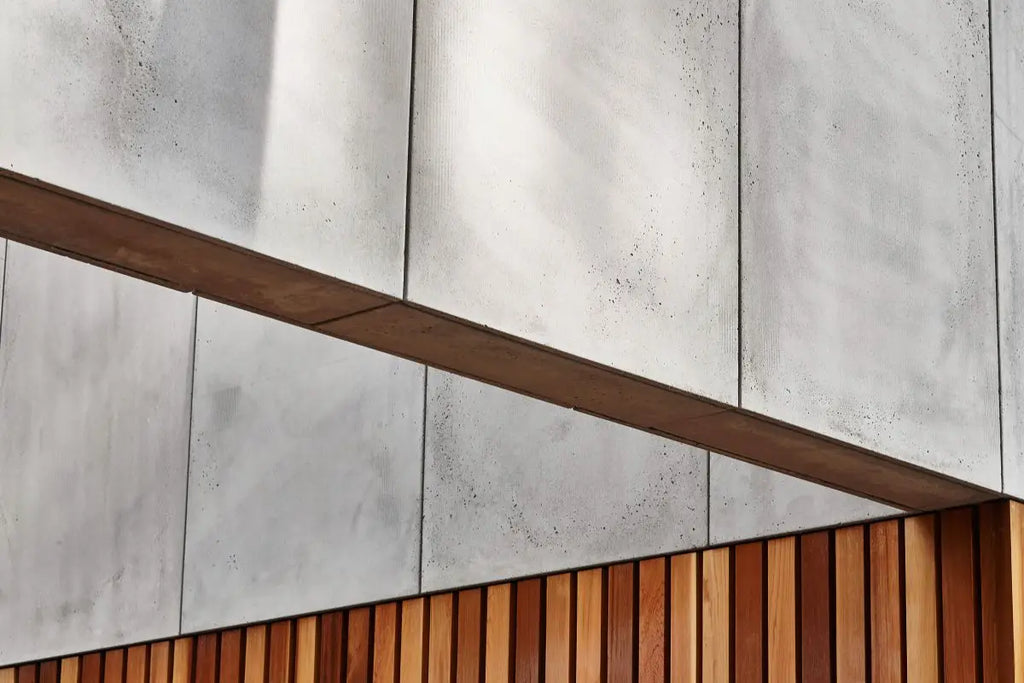 Decorative Industrial Concrete Wall Panels Exterior outdoor construction combined with wood WHITE DecorMania.eu