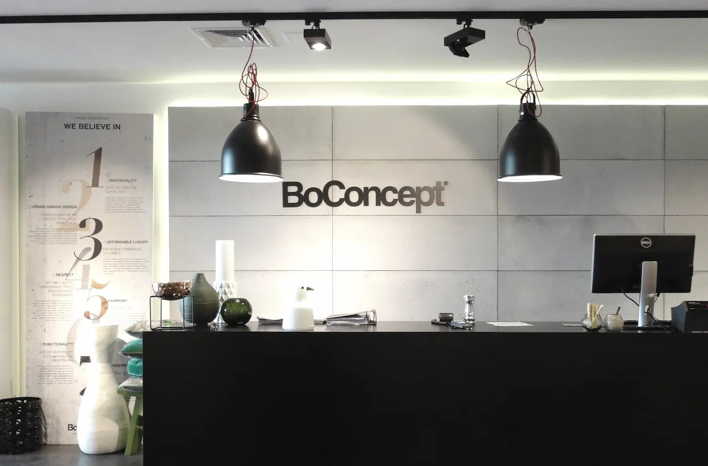 Decorative Industrial Concrete Wall Panels Interior in modern reception ANTHRACITE DecorMania.eu