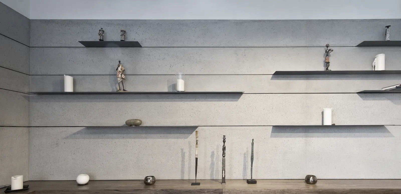 Decorative Industrial Concrete Wall Panels Interior with shelves GREY DecorMania.eu