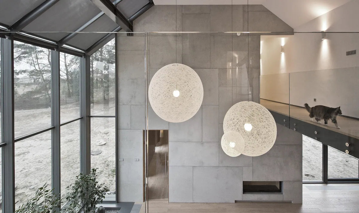 Decorative Industrial Concrete Wall Panels Interior in modern space combined with glass GREY DecorMania.eu