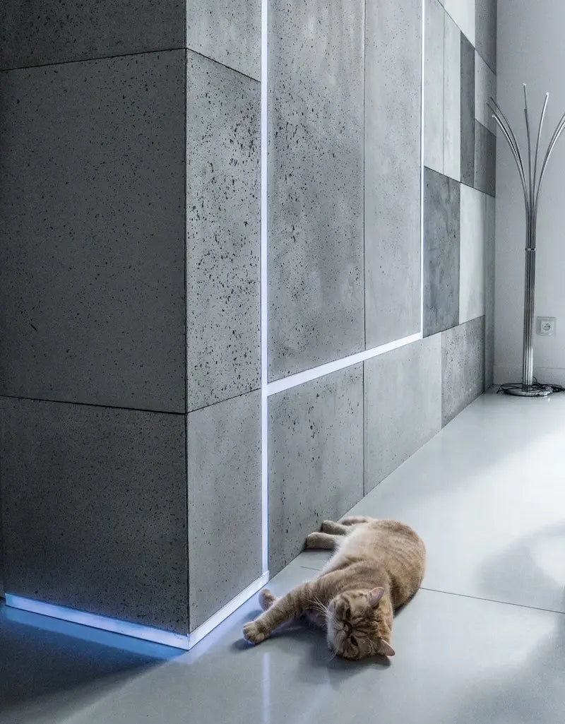 Decorative Industrial Concrete Wall Panels Interior in modern space GREY DecorMania.eu
