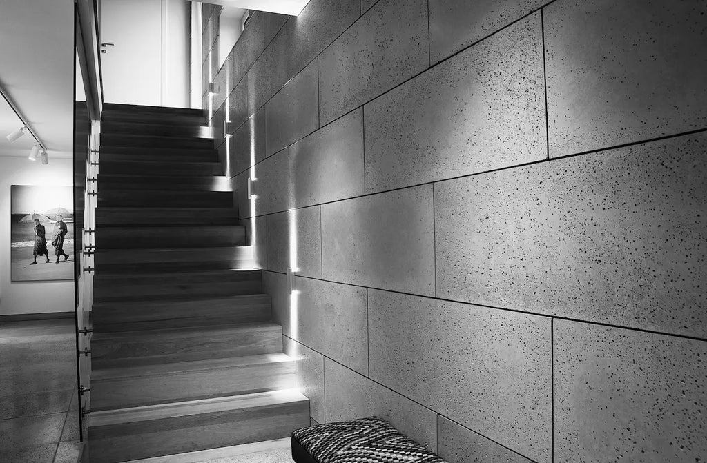 Decorative Industrial Concrete Wall Panels Interior NEUTRAL accent wall with stairs DecorMania.eu